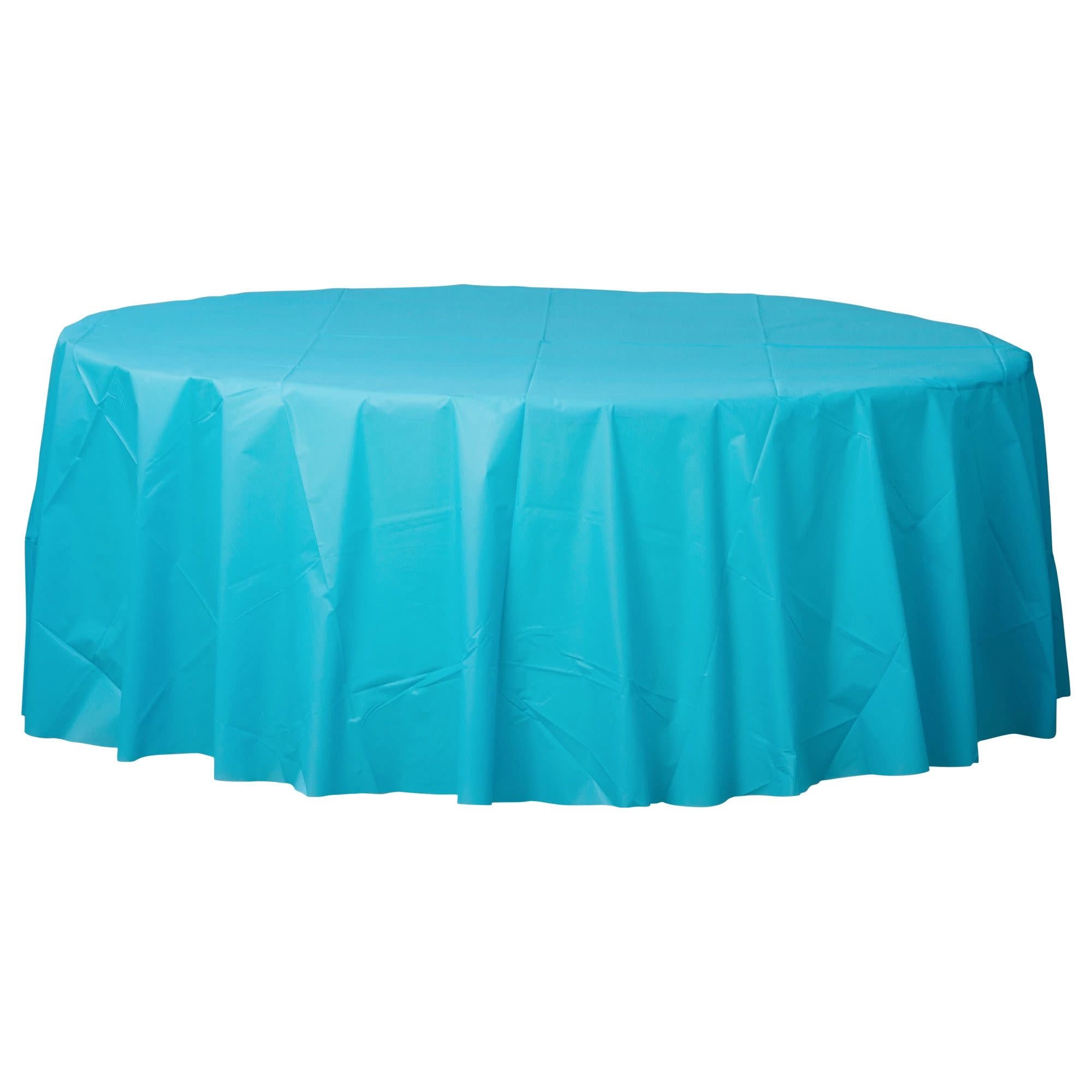 84" Round Plastic Table Cover - Caribbean