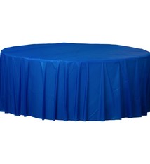 84" Round Plastic Table Cover- Bright Royal Blue