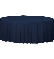 84" Round Plastic Table Cover - True Navy