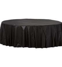 84" Round Plastic Table Cover - Jet Black