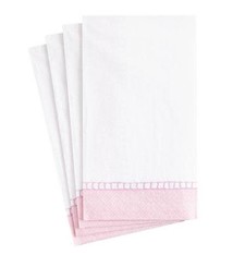 Linen Border Paper Guest Towel Napkins in Petal Pink - 15 Per Package