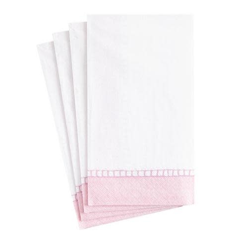 Linen Border Paper Guest Towel Napkins in Petal Pink - 15 Per Package