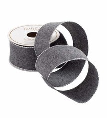 Grey & Silver Edge Wired Ribbon - 8 Yard Spool