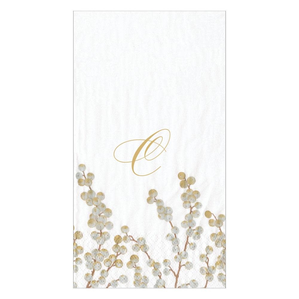 Berry Branches Single Initial Paper Guest Towel Napkins - 15 Per Package Letter C