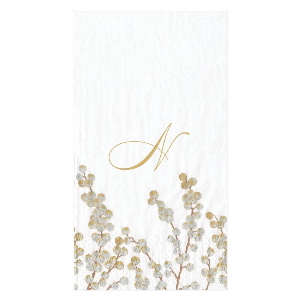 Berry Branches Single Initial Paper Guest Towel Napkins - 15 Per Package Letter N