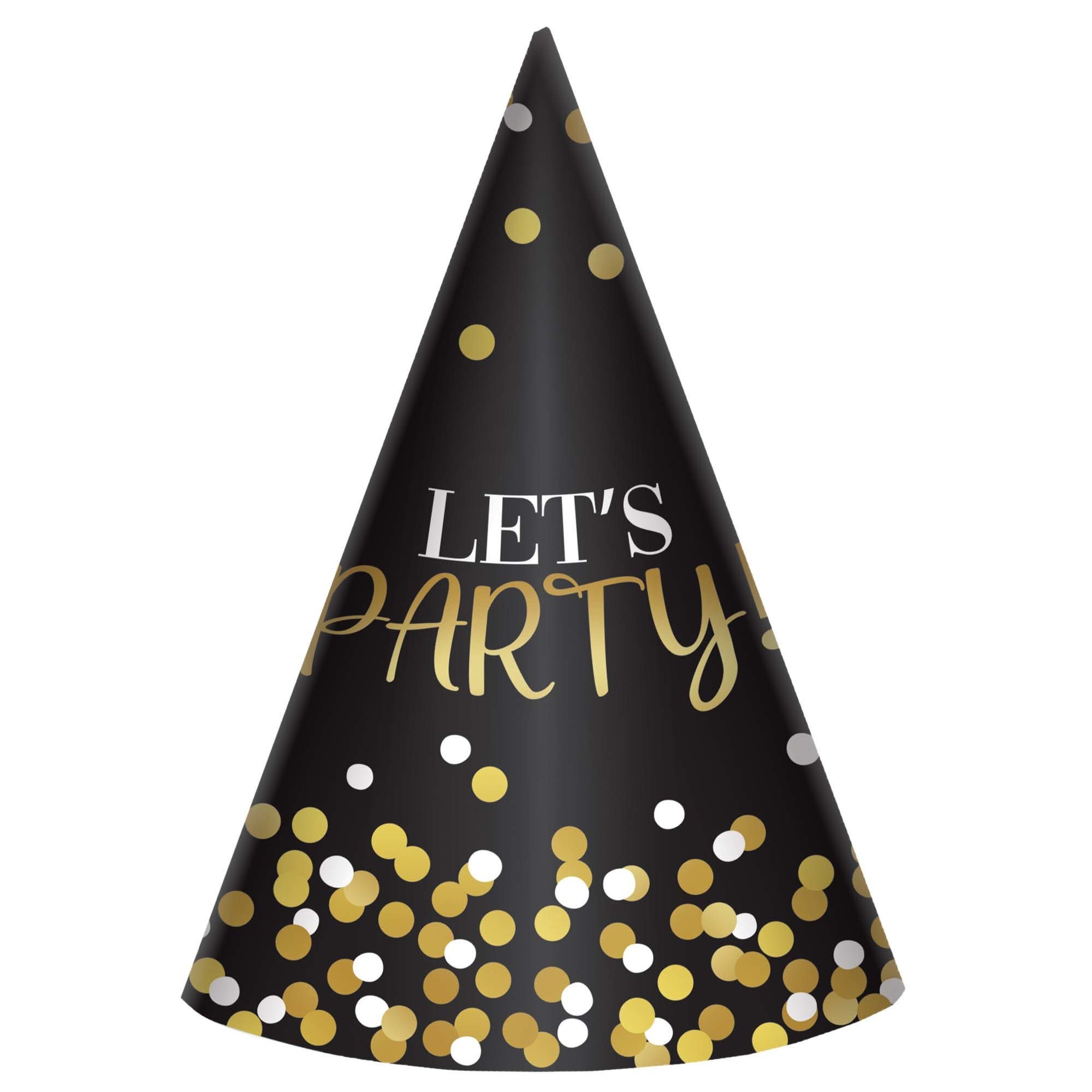 Black & Gold Birthday Cone Hat