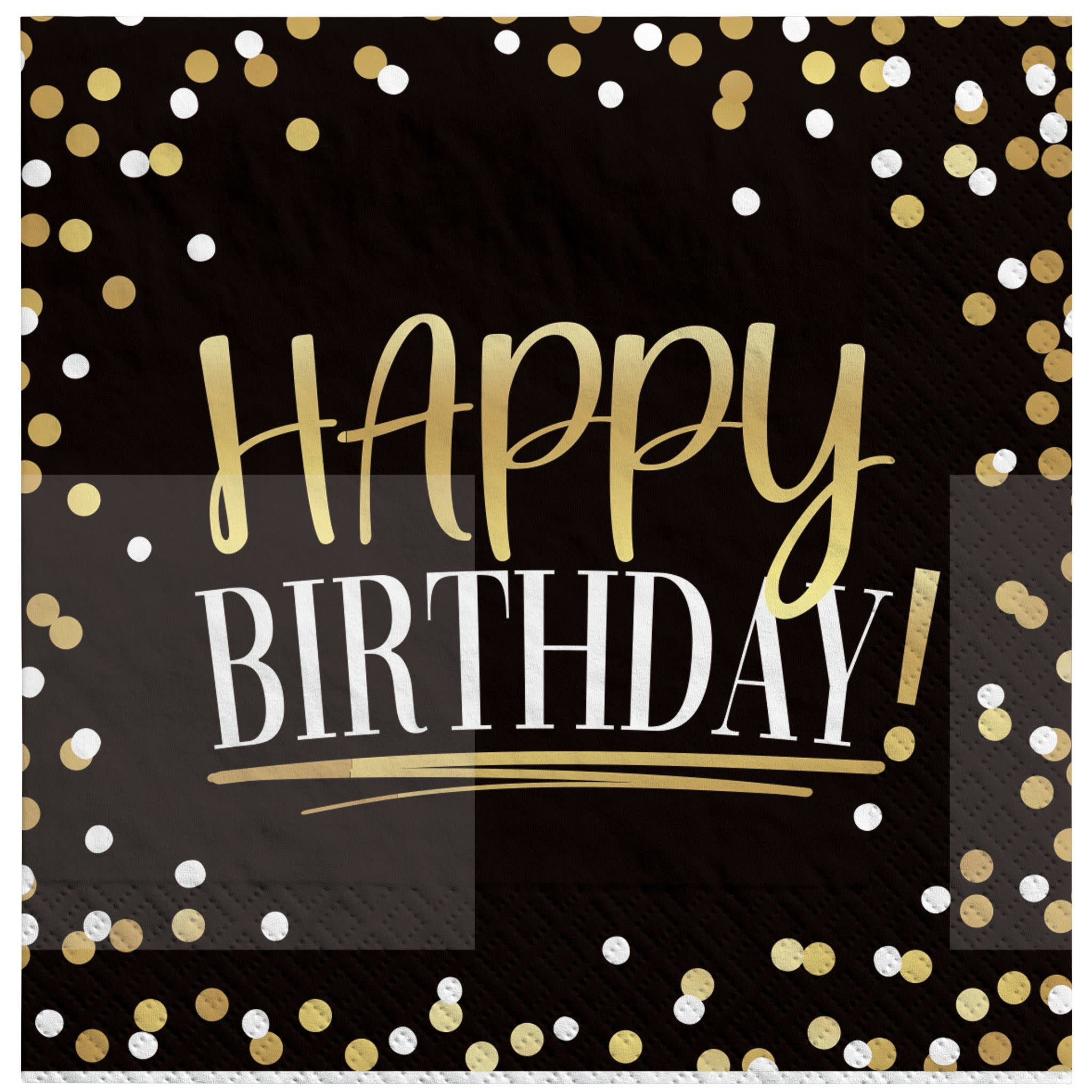 Black & Gold Birthday Beverage Napkins