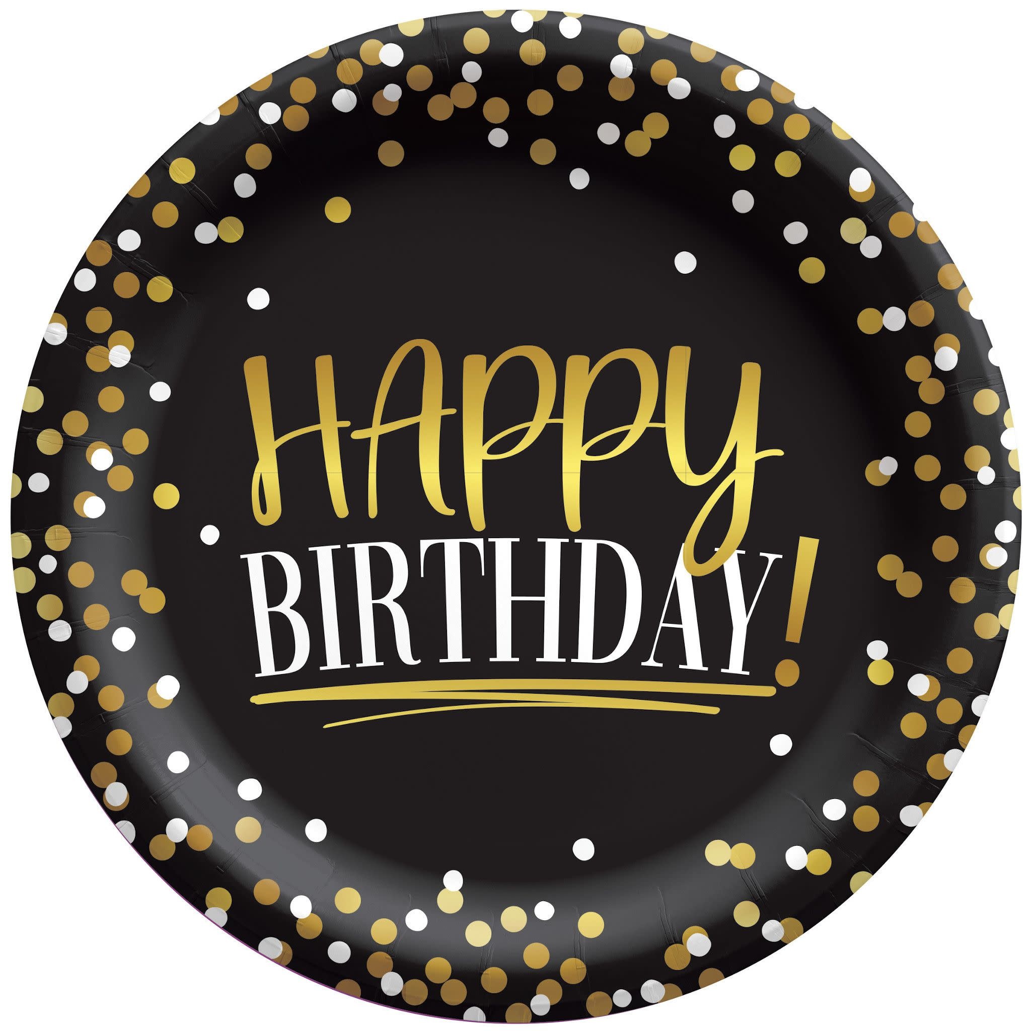 Black & Gold Birthday 8 1/2" Plates