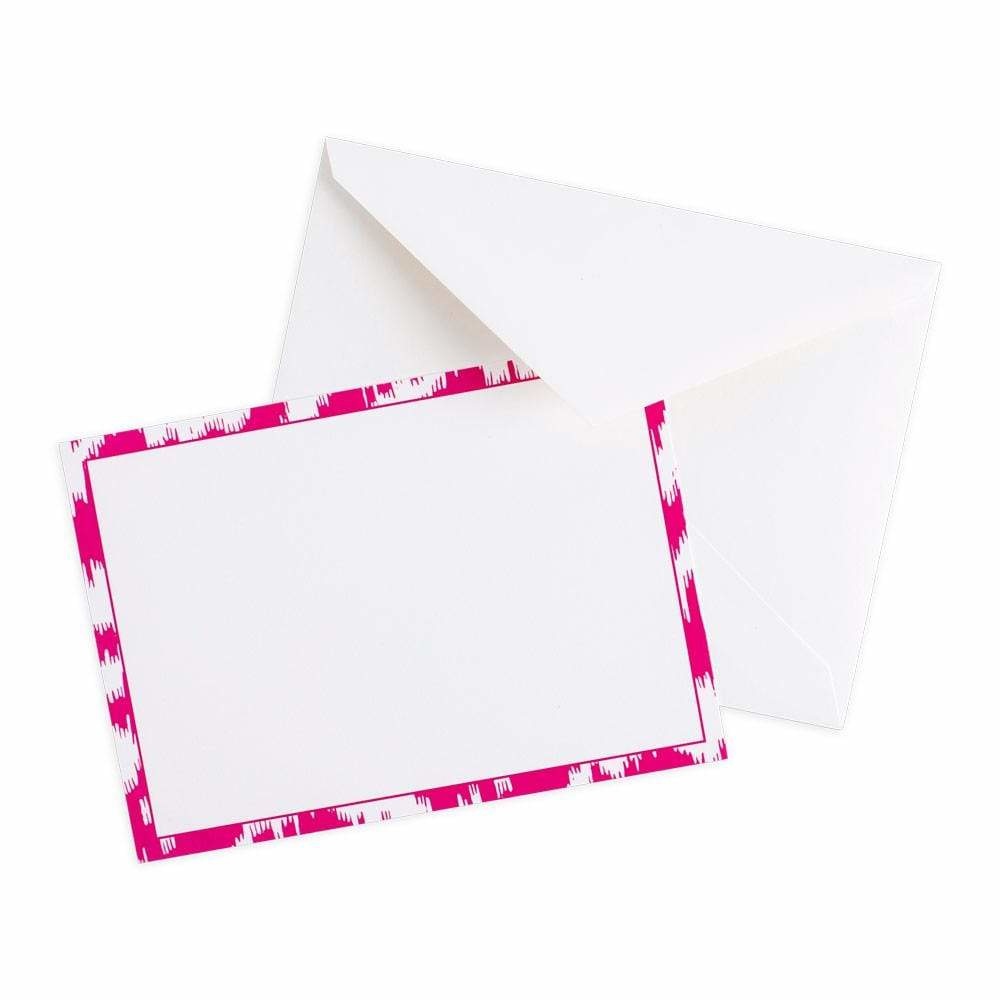 Modern Moiré Blank Correspondence Cards in Fuchsia