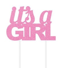 Glitter Cake Topper "It's a Girl"