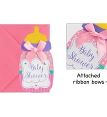 Premium Pink Bottle Baby Shower Invitations