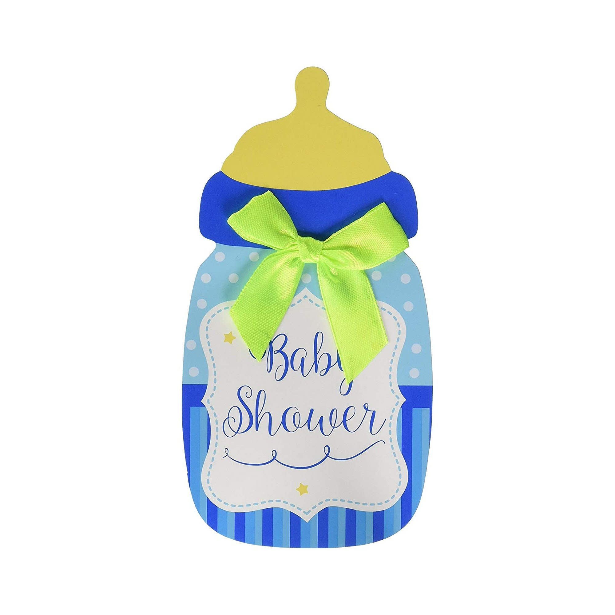 Blue Baby Bottle Baby Shower Invitations