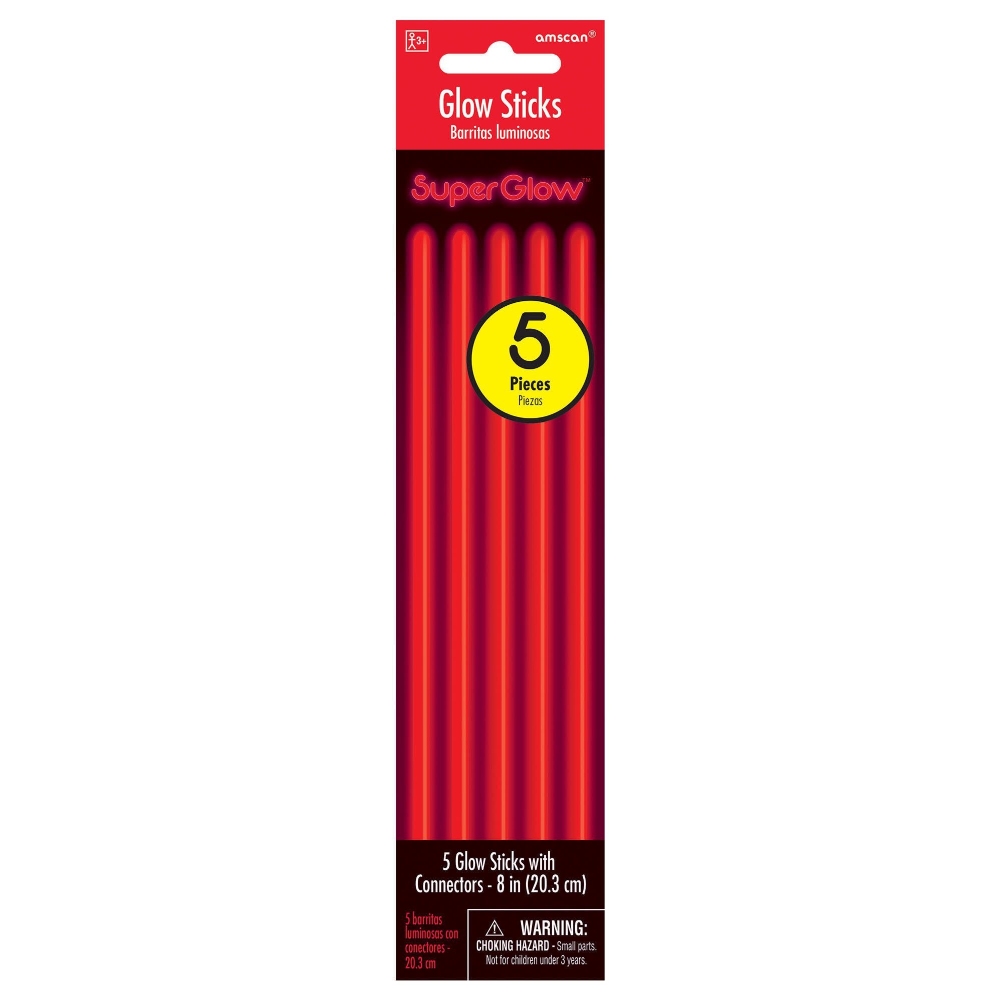 8" Red Glow Sticks