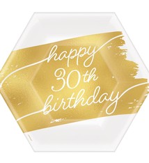 Golden Age Birthday 30th 7" Hexagon Metallic Plates