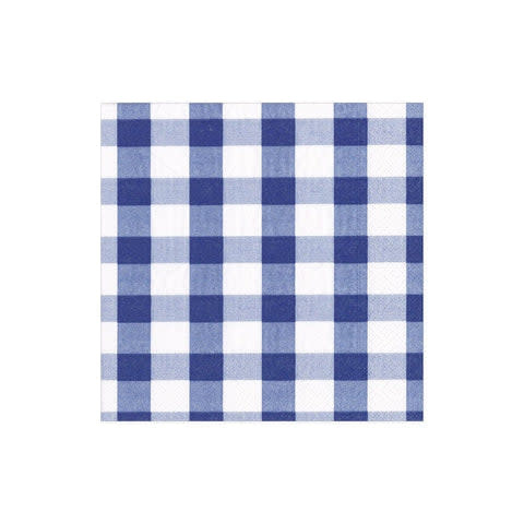 Gingham Paper Cocktail Napkins in Blue - 20 Per Package