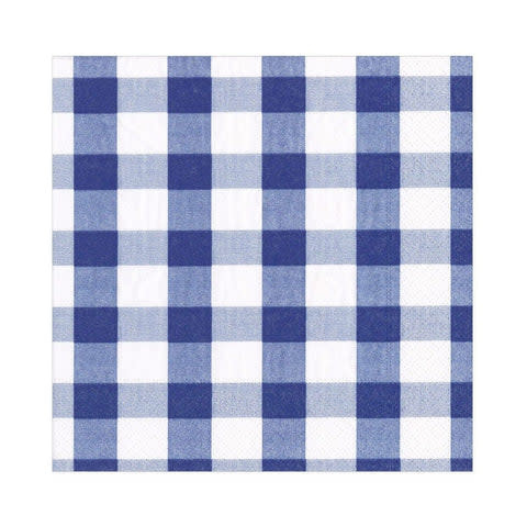 Gingham Paper Luncheon Napkins in Blue - 20 Per Package