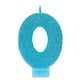 Numeral #0 Glitter Candle - Caribbean Blue