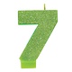 Numeral #7 Glitter Candle - Kiwi