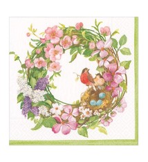 Spring Wreath Paper Luncheon Napkins - 20 Per Package