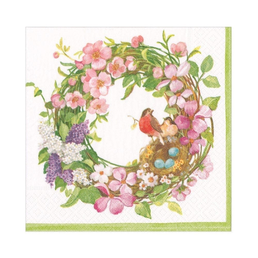Spring Wreath Paper Luncheon Napkins - 20 Per Package