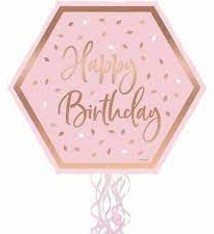 Blush Birthday Outline Pull Piñata