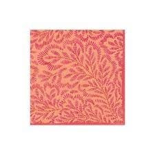 Block Print Leaves Paper Cocktail Napkins in Fuchsia & Orange - 20 Per Package