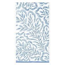 Block Print Leaves Paper Guest Towel Napkins in Blue - 15 Per Package