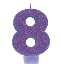 Numeral #8 Glitter Candle - Purple
