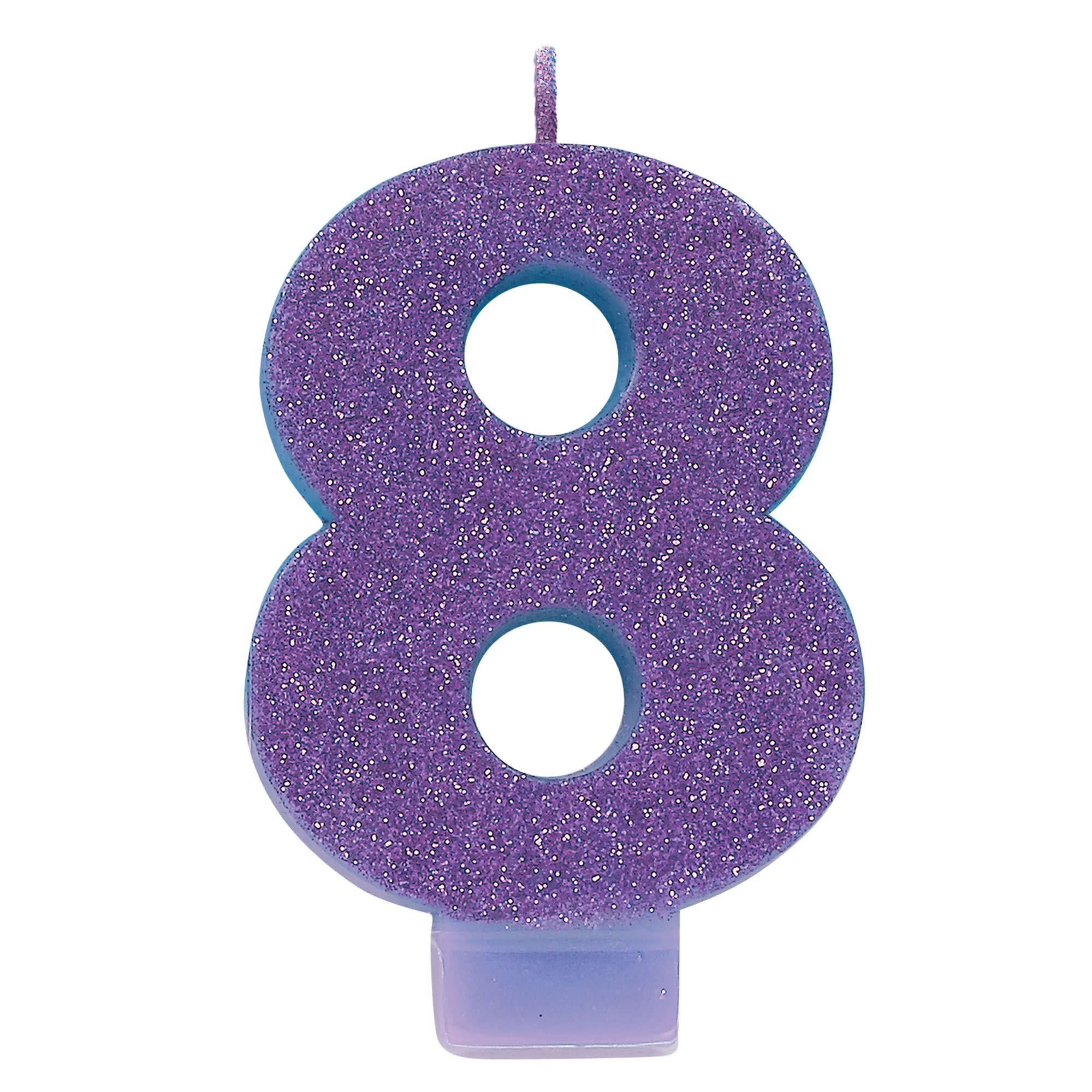 Numeral #8 Glitter Candle - Purple