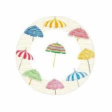 Beach Umbrellas Paper Salad & Dessert Plates - 8 Per Package