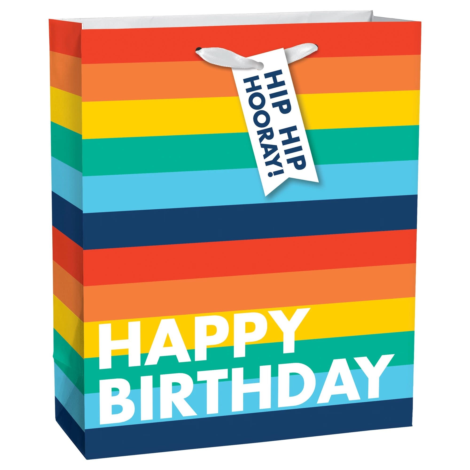 Happy Birthday Rainbow Stripe Large Bag W/ Hang Tag