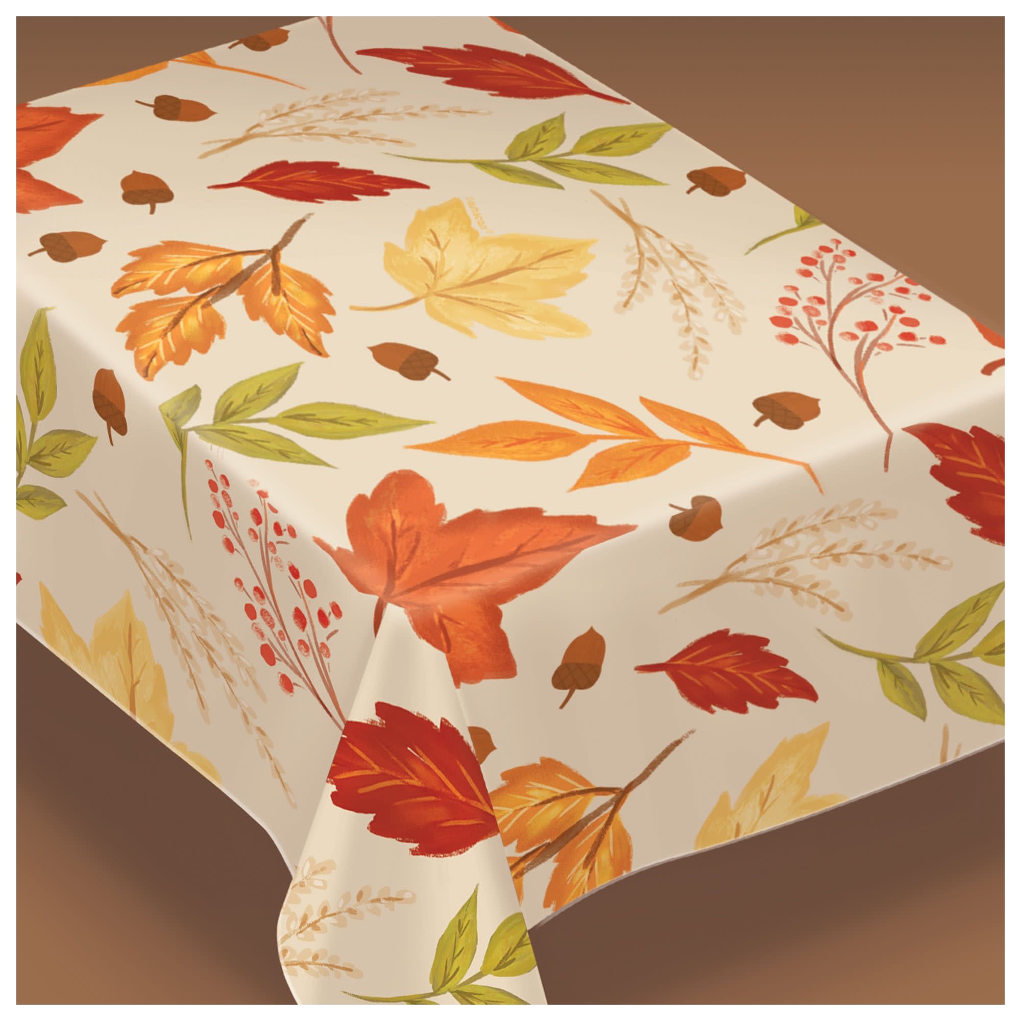 Fall Foliage Table Cover - Flannel-Backed Vinyl