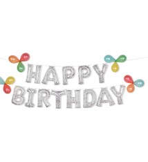 "Happy Birthday" Glitter Confetti Air Filled Balloon Banner Kit
