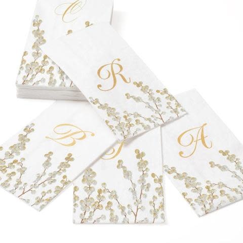 Berry Branches Single Initial Paper Guest Towel Napkins - 15 Per Package Letter A
