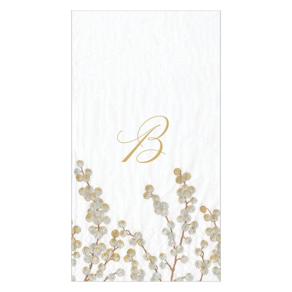Berry Branches Single Initial Paper Guest Towel Napkins - 15 Per Package Letter B