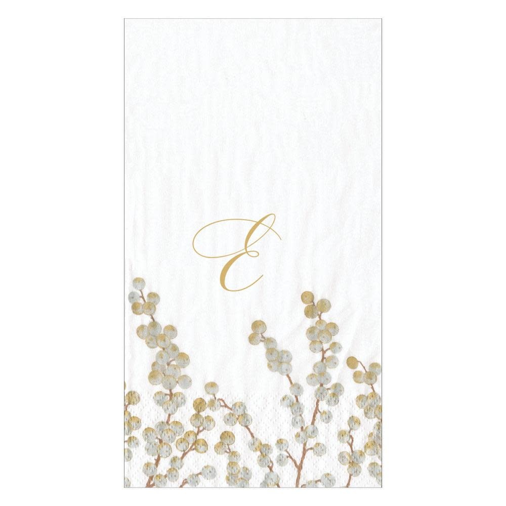 Berry Branches Single Initial Paper Guest Towel Napkins - 15 Per Package Letter E
