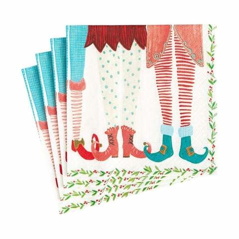 Elf Stockings Paper Cocktail Napkins - 20 Per Package