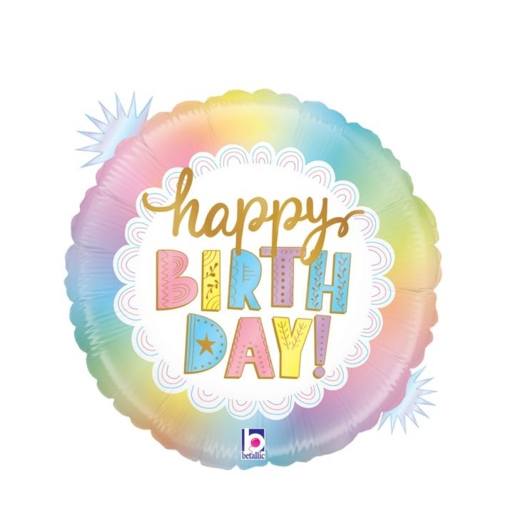 18" Mylar "Happy Birthday" Opal Pastel - #2