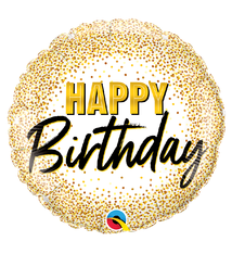 18" Mylar "Happy Birthday" Gold Dots - #12