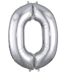 Number "0" Mylar Balloon - 34"  Silver
