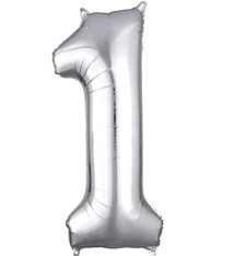 Number "1" Mylar Balloon - 34" Silver