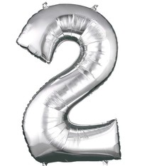 Number "2" Mylar Balloon -34" Silver