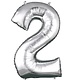 Number "2" Mylar Balloon -34" Silver