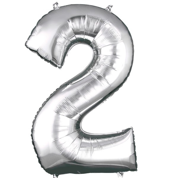 Number "2" Mylar Balloon -34" Silver