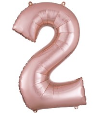 Number "2" Mylar Balloon - 34" Rose Gold
