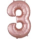 Number "3" Mylar Balloon -34" Rose Gold