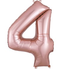 Number "4" Mylar Balloon - 34" Rose Gold
