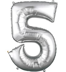 Number "5" Mylar Balloon -34" Silver