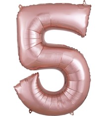 Number "5" Mylar Ballooon - 34" Rose Gold