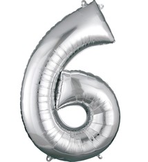 Number "6" Mylar Balloon -34" Silver